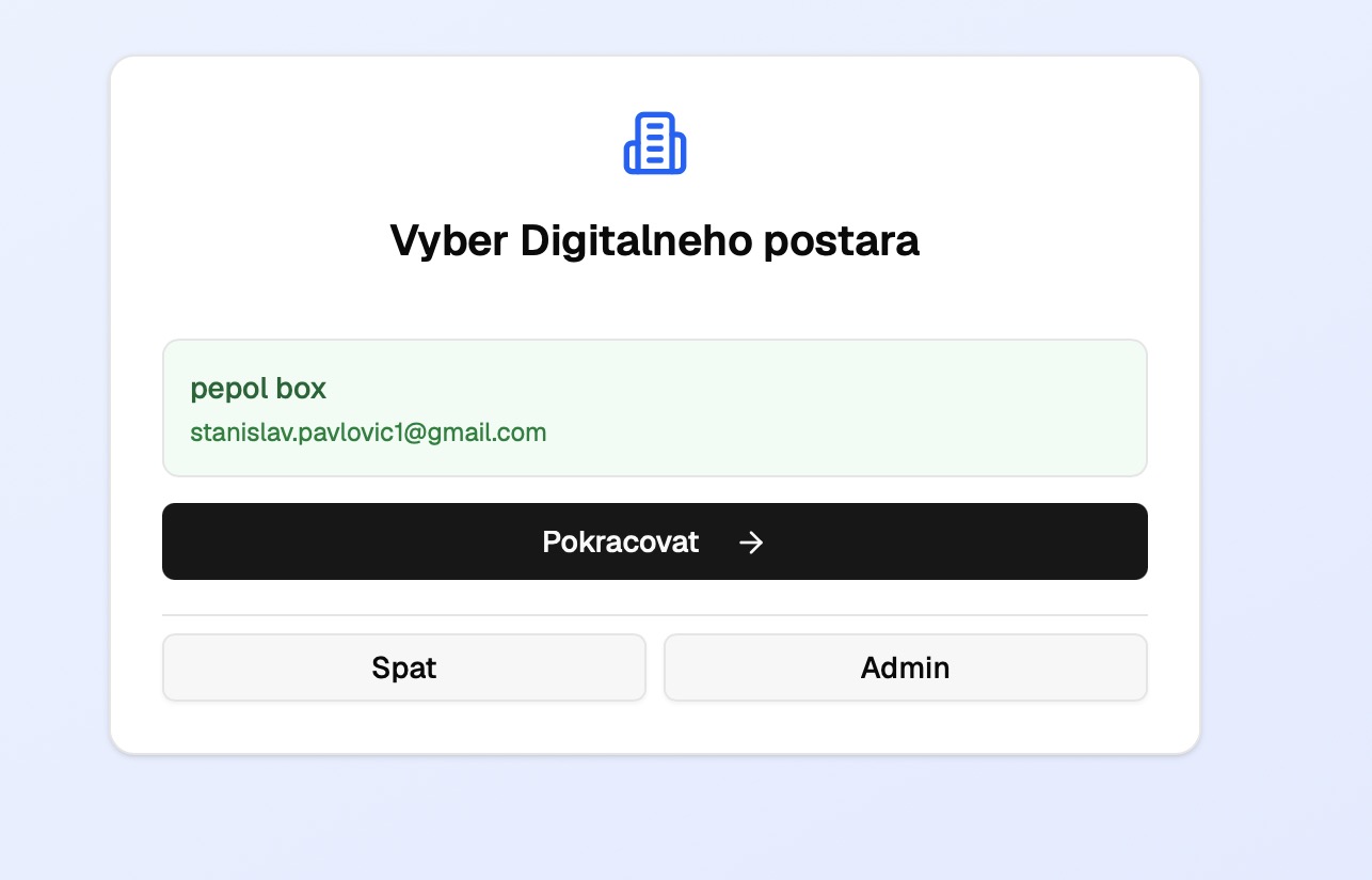 Potvrďte výber digitálneho poštára