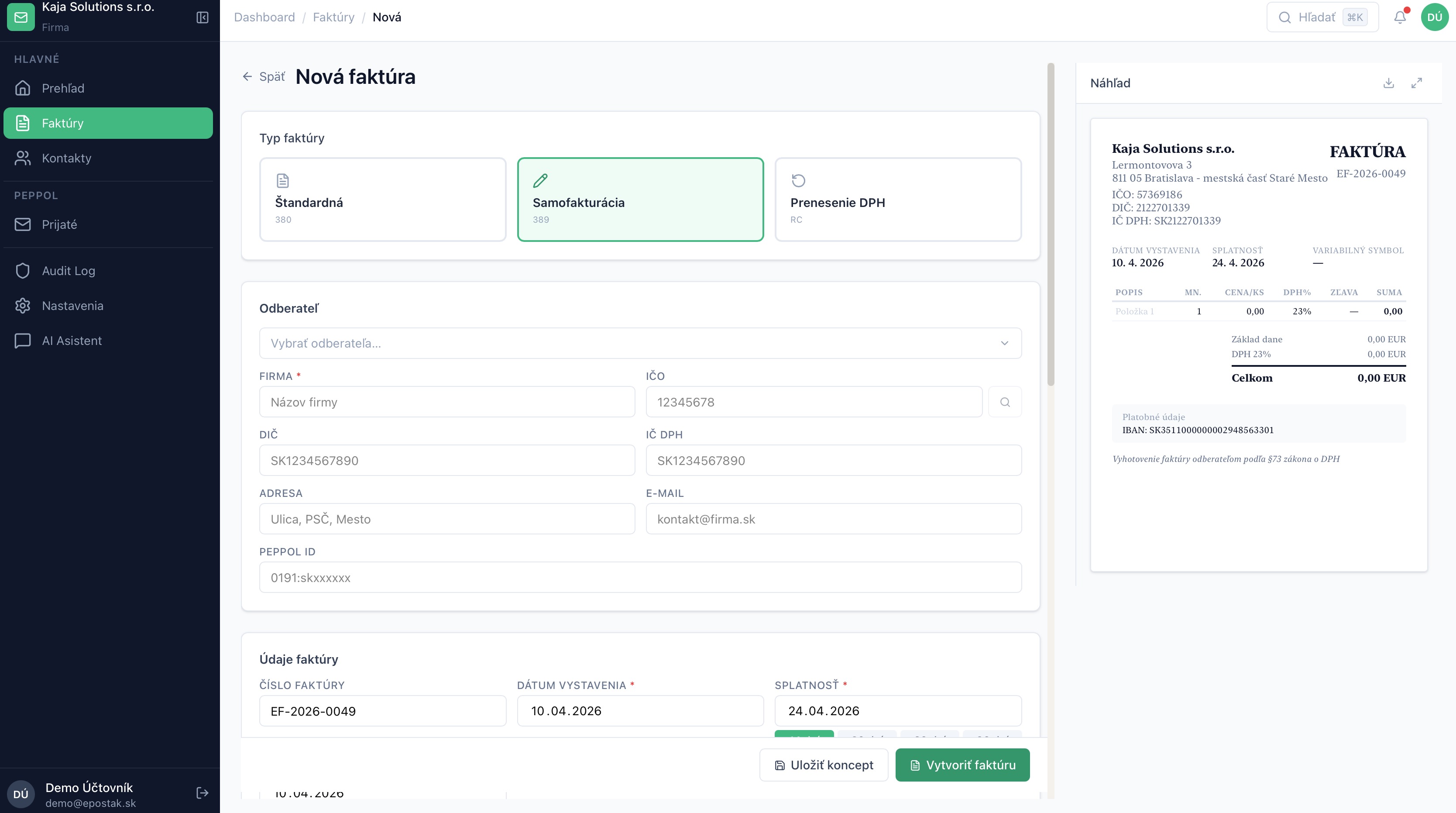 Tvorba faktúry v D2 s živým PDF náhľadom